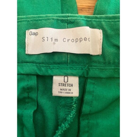 Gap women's green slim cropped cotton stretch low rise straight leg pants size 0 - Picture 4 of 8